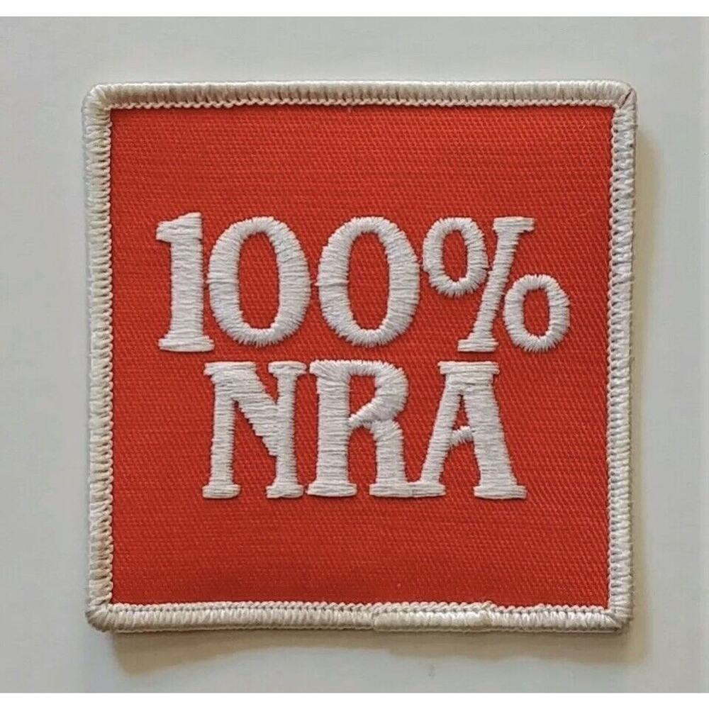 100% NRA Embroidered Patch 3 Inch Sq Orange National Rifle Association Firearms